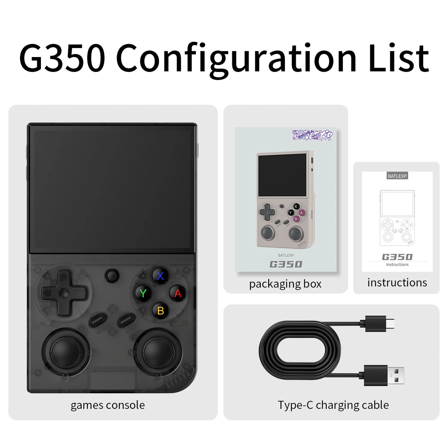BATLEXP G350 Handheld Game Console 3.5'' IPS Screen Linux System Dual Joystick Vibration Motor Retro Portable Video Console Gift
