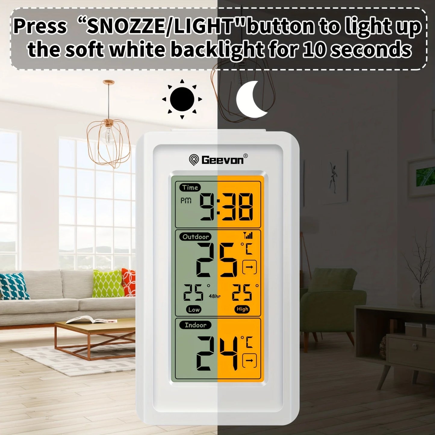 GEEVON Indoor Outdoor Temperature Meter Wireless Digital Temperature Meter Measurement Temperature Monitor Room Temperature Mete